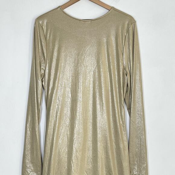 NEW Fashion Nova Mini Dress Women's Size 3X Gold What a Trophy Ruched Stretch - Picture 7 of 8